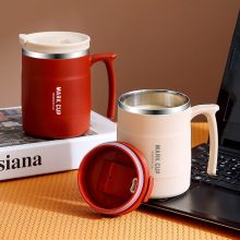 Portable coffee cup, insulated cup with spoon cover, office water cup