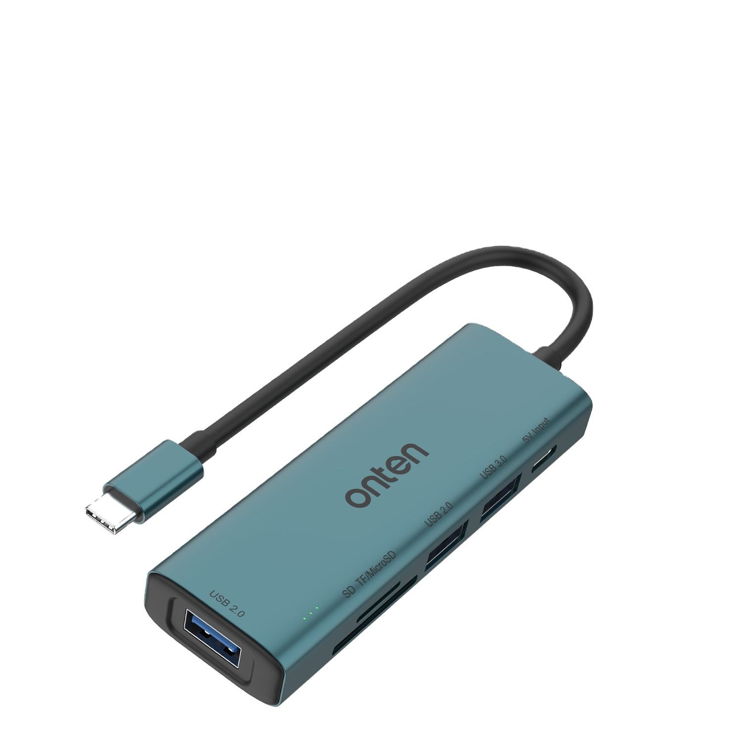 ONTEN Wholesale 6-in-1 USB-C to SD/TF Card Reader with 3-Port USB Hub (USB 3.0+USB 2.0 * 2) and Power OTN-UC120