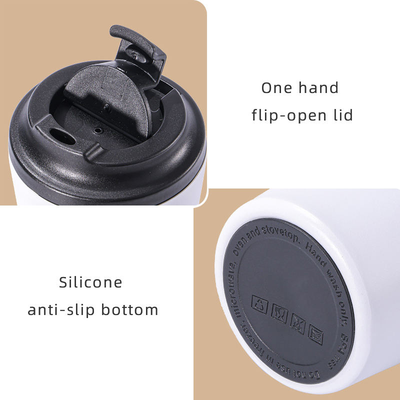 Customized logo 12 ounce stainless steel double wall insulated travel cup, environmentally friendly outdoor office coffee cup