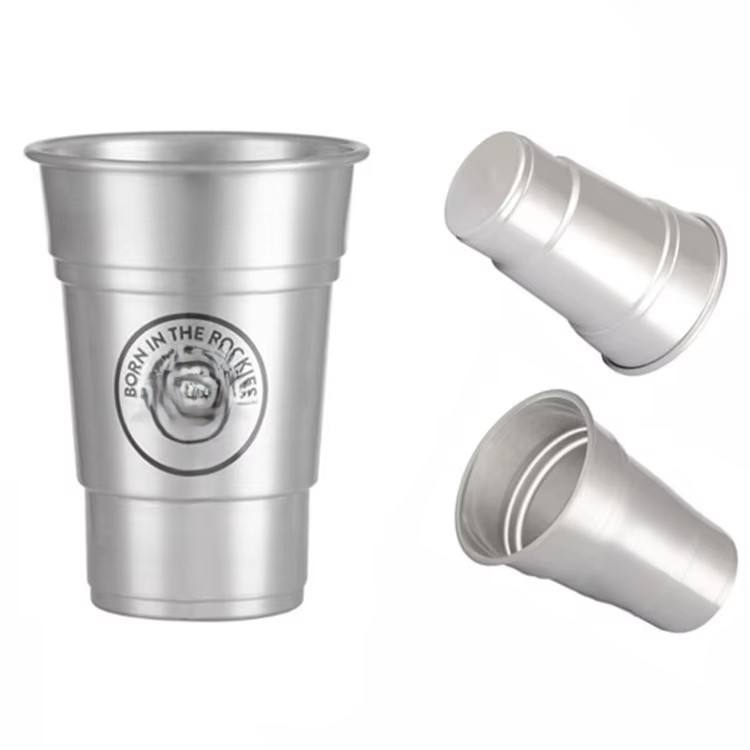 2021 New Aluminum Cup Wholesale 500ml Single Wall Stackable Aluminum Beer Cup Cold Drink Water Bottle Beer Aluminum Cup