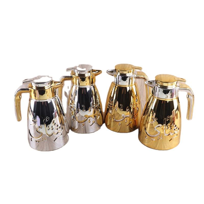 Modern high-capacity household glass gold-plated press, insulated kettle, hot water bottle, gold-plated coffee pot