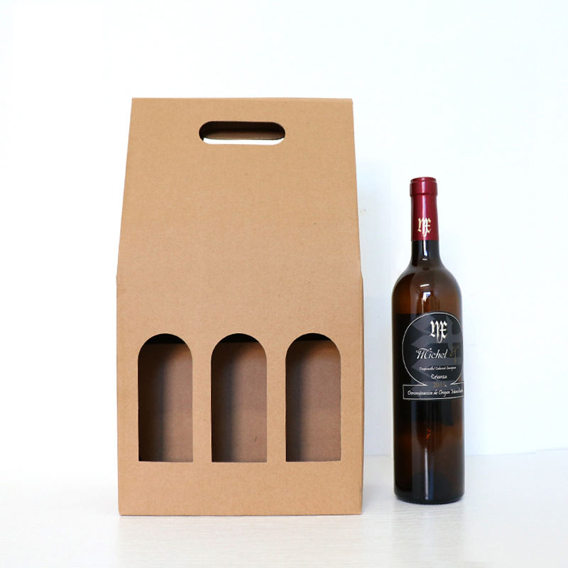 Manufacturer's celebration favors red wine gift set box environmentally friendly 1 2 3 glass bottle kraft paper wine box with printed logo