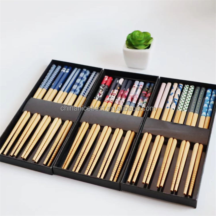 Customized logo printed bamboo chopsticks gift set, environmentally friendly tableware for children, personalized Japanese food, reusable wooden raft gift