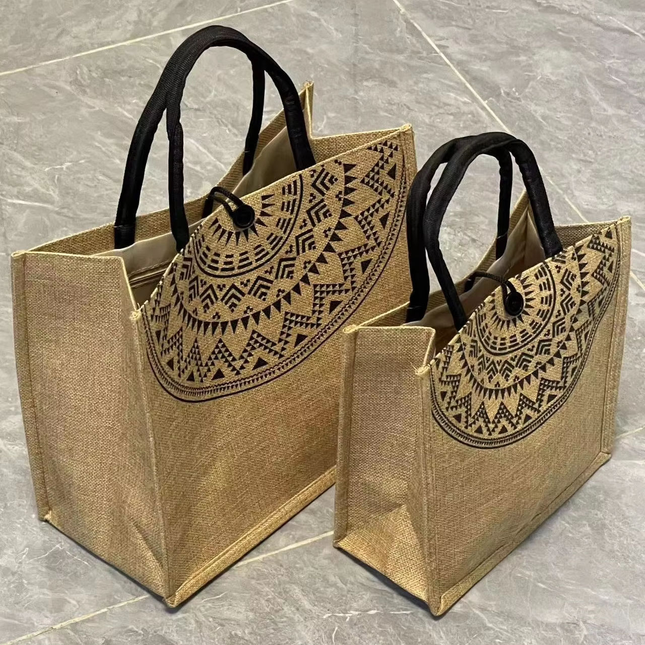 Customized eco-friendly linen handbag made of jute bag, cotton yellow jute bag, jute gift bag