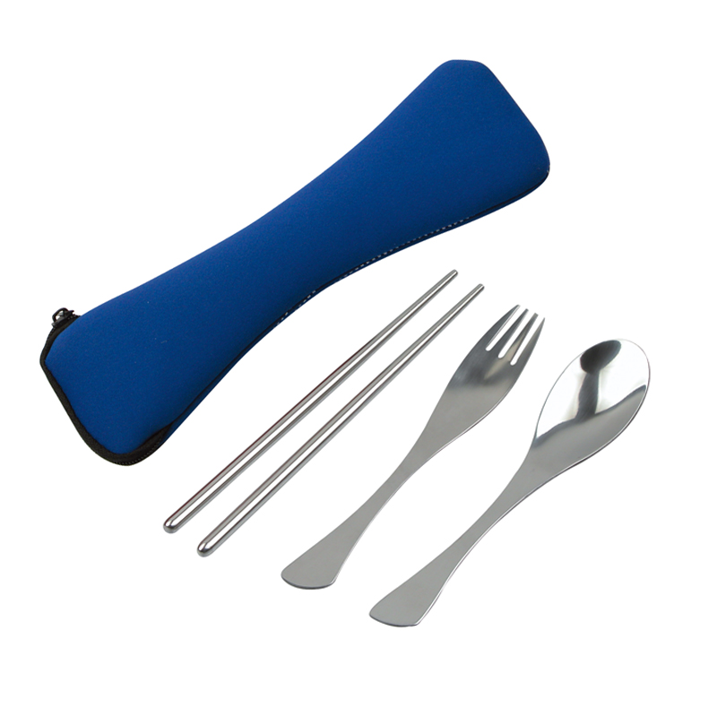 Three piece stainless steel fishtail tableware set