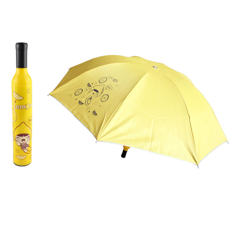 Wine bottle folding umbrella