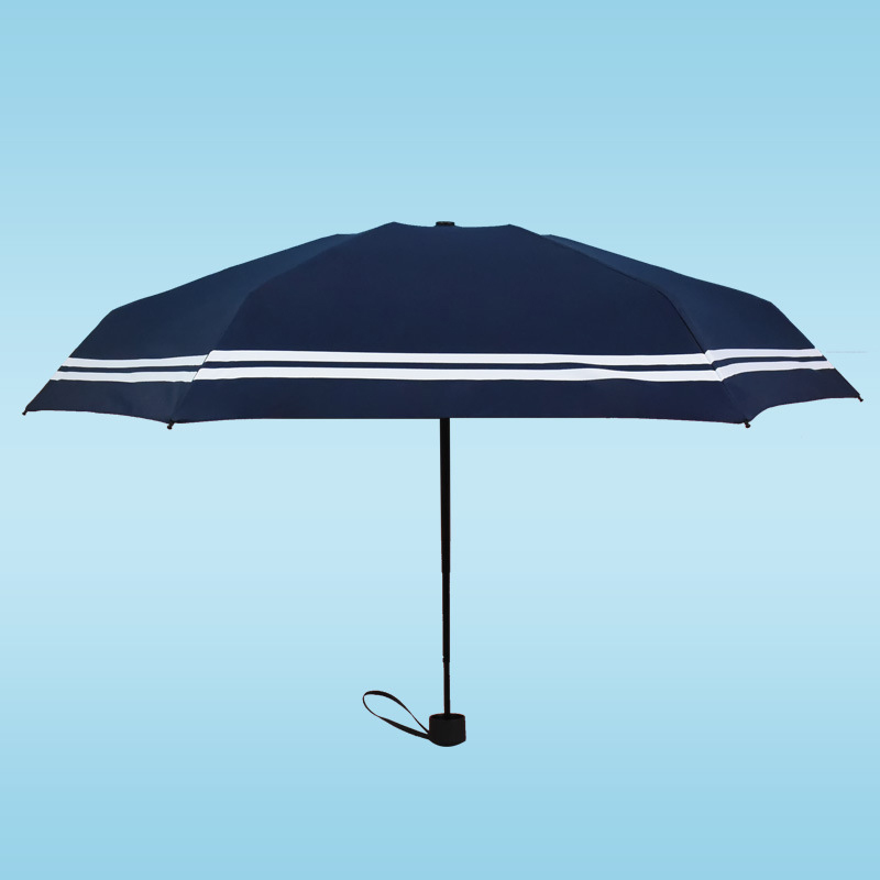 Navy Striped Umbrella 50 Fold Pocket