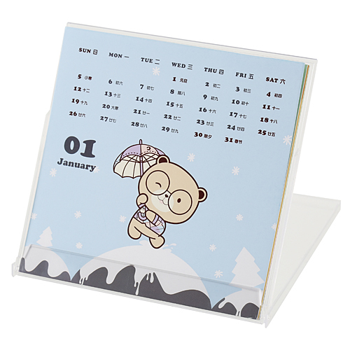 Cassette type desk calendar