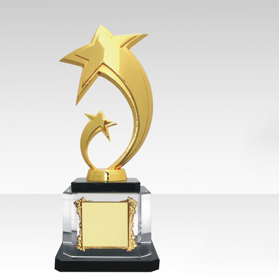 Metal Crystal Trophy Double Star Trophy