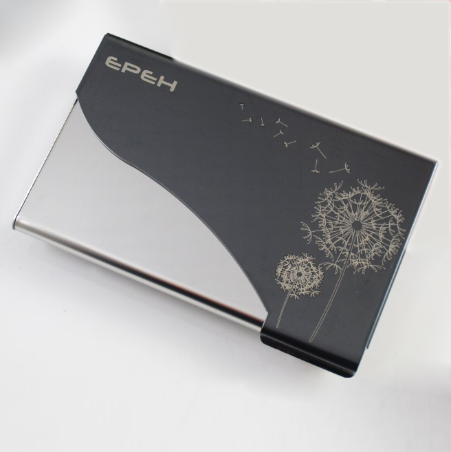 Stainless steel colored gold half cover business card case