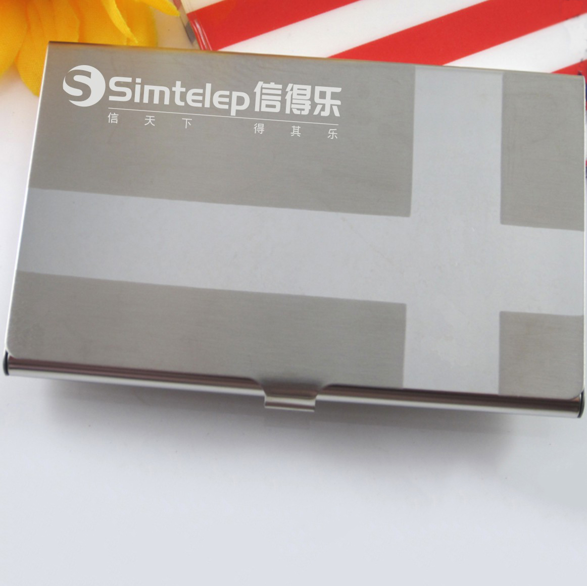 Stainless steel light pattern business card box