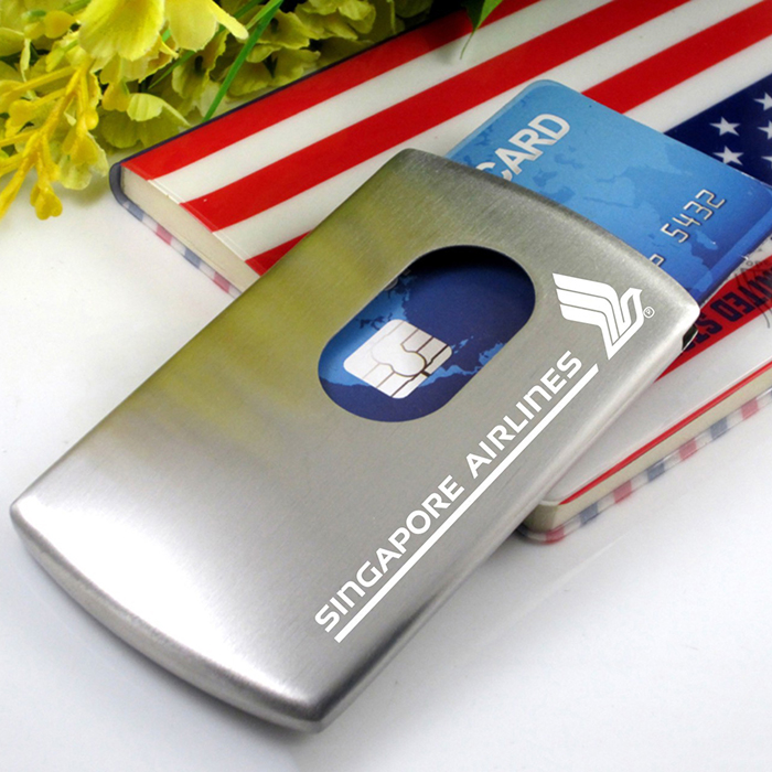 Stainless steel hand drawn business card box