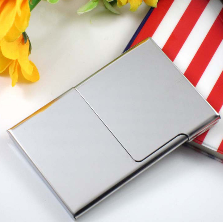 Half cover removable mirror stainless steel business card case