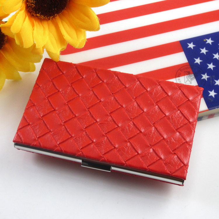 Stainless steel woven pattern business card box