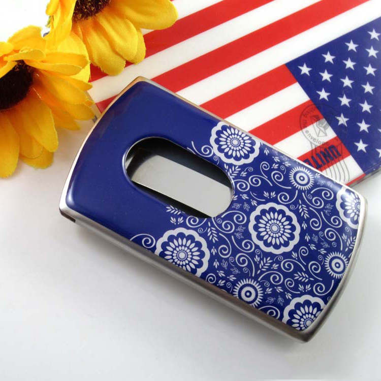 Stainless steel hand push drop glue business card box