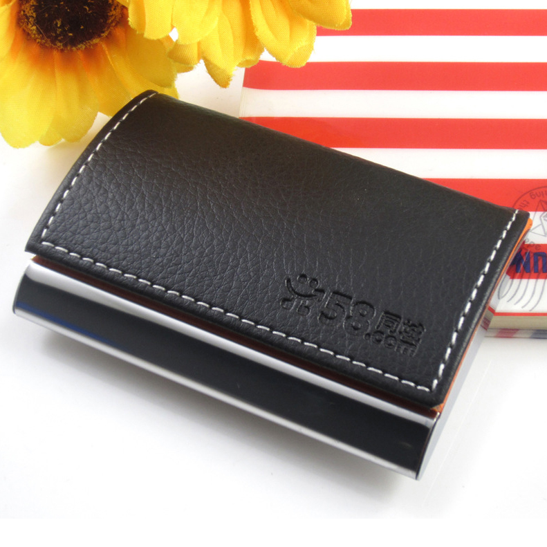 Arc-shaped leather business card case business card holder