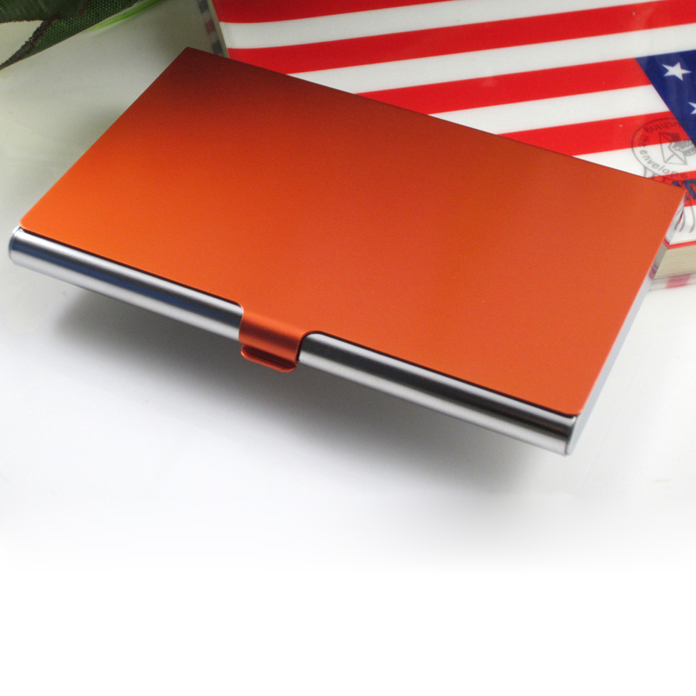 Multi color vertical metal leather business card case