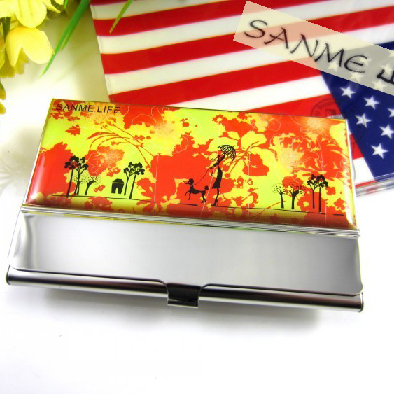 Stainless steel adhesive drop business card box
