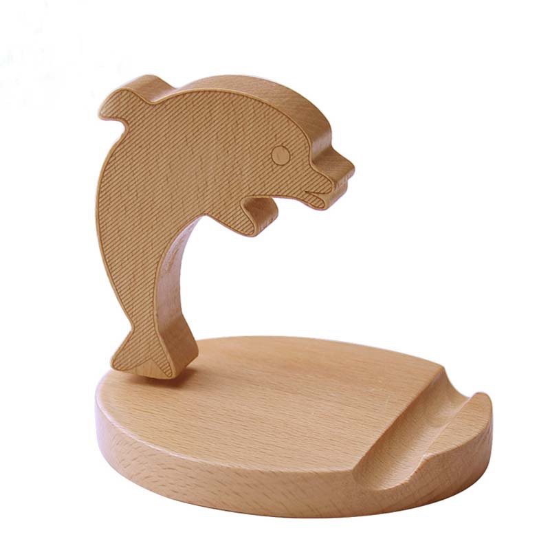 Wooden animal mobile phone holder
