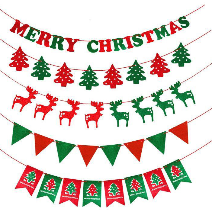 Christmas non-woven fabric flower hanging flag