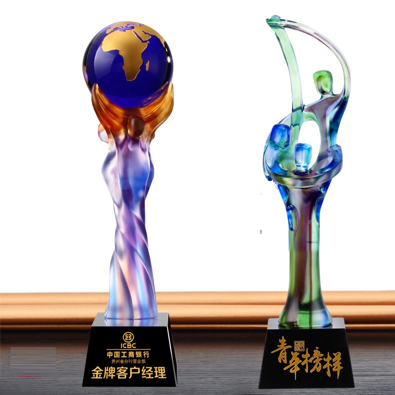 Customized Crystal Glazed Glass Award Trophy Glass Crystal Trophy
